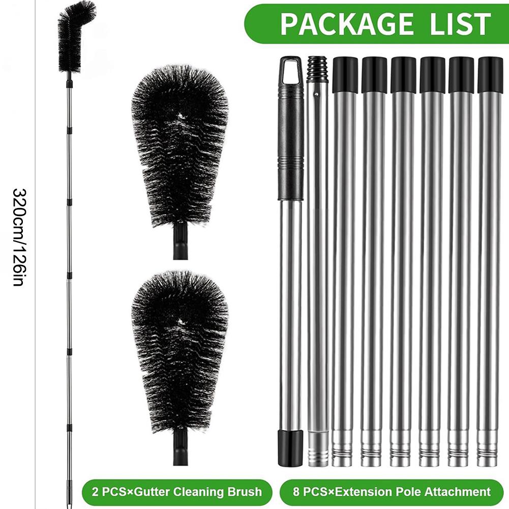 Gutter Cleaning Brush Roofing Tool Easy Remove Telescopic Extendable Pole Roof Drain Sink Filter Brush Sewer Brush