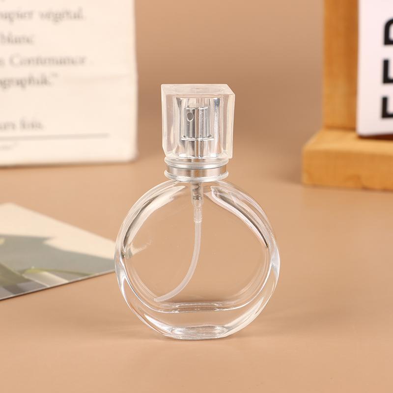 Flacon de parfum din sticlă de 25 ml, transparent, cu pulverizator tip ceață, flacon gol pentru parfum, recipient cosmetic pentru călătorie