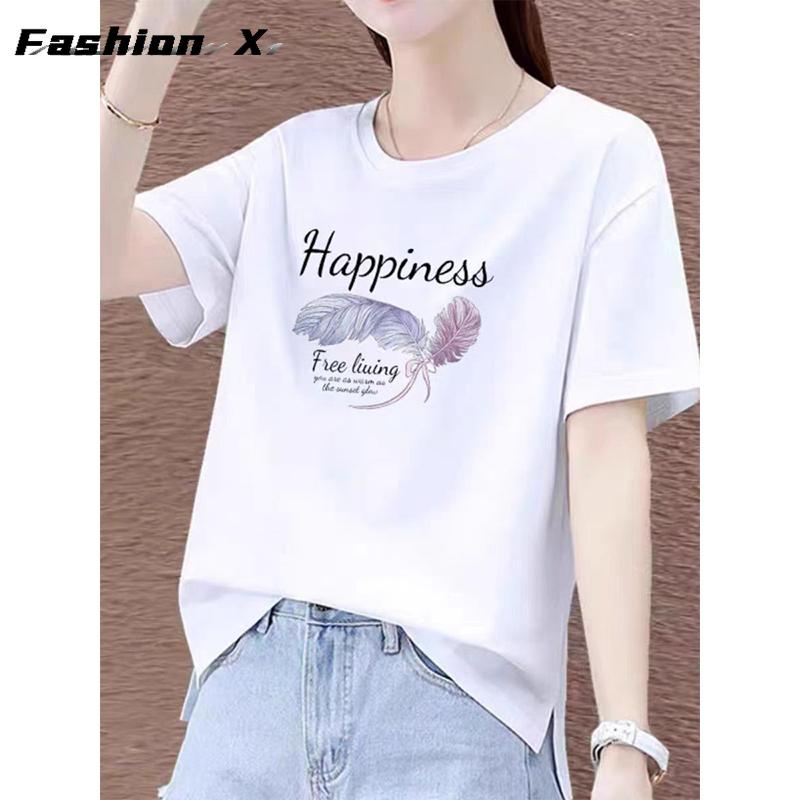 Summer Cotton Short-sleeved T-shirt Women