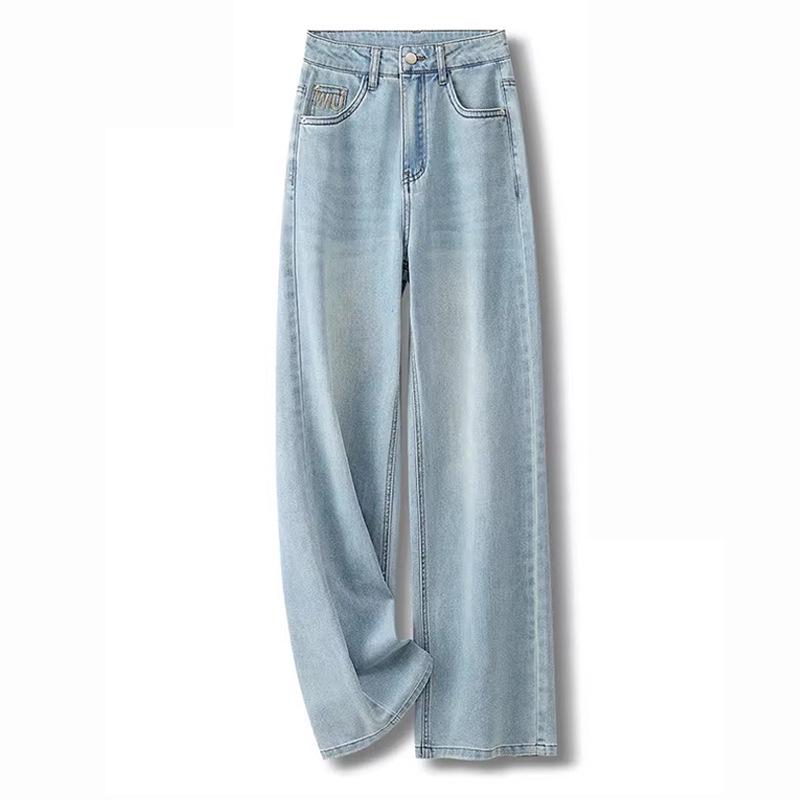

Women s Summer 2024 High-Waist Retro Slim Straight-Leg Wide Jeans 29