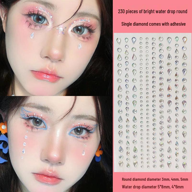 Self-Adhesive Teardrop Rhinestone Face Stickers – Glitter Jewelry for Kids