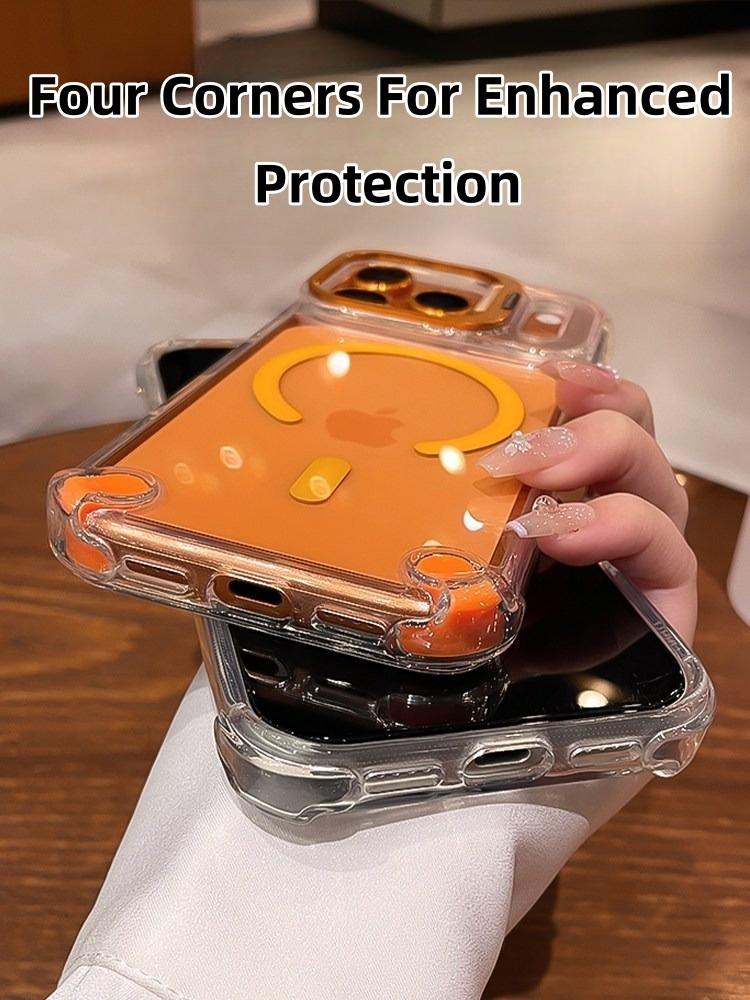 Étui de téléphone magnétique de luxe pour iPhone 11 12 13 14 15 16 17 Pro Max Plus Air Magsafe Protection d'objectif en verre Support Étuis Arrière Housse