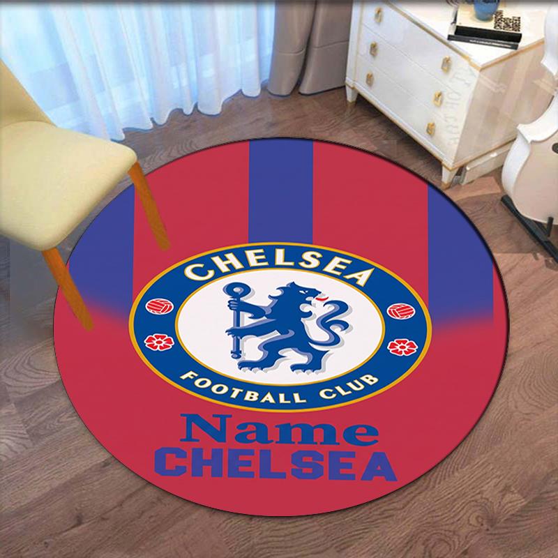 Custom Name Chelsea Football Club Printed Round Rug Carpet Chair Rug Area Rug Entryway Doormats,for Office Chair Living Room Bedroom Kitchen Room.