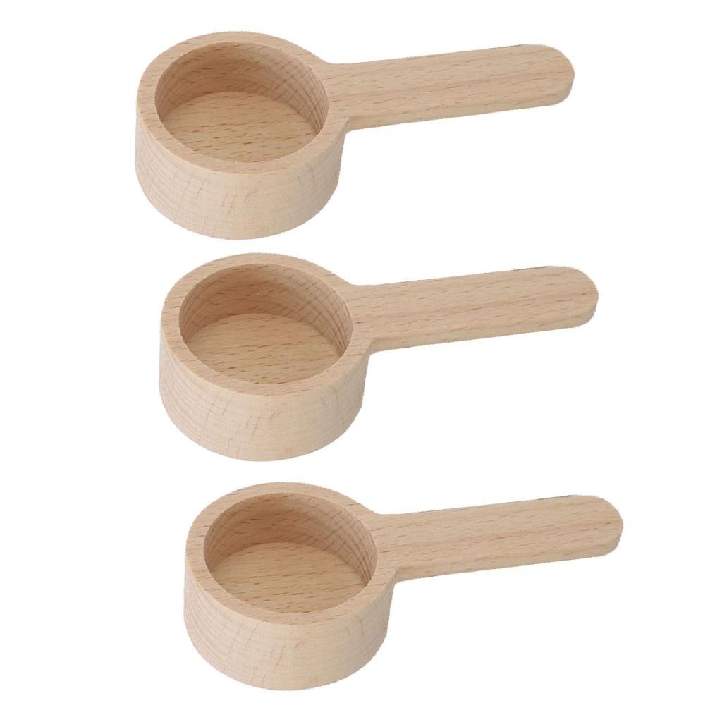 3pcs Wooden Measuring Spoon Short Handle High Precision Mask Spoon for Tea Seasoning