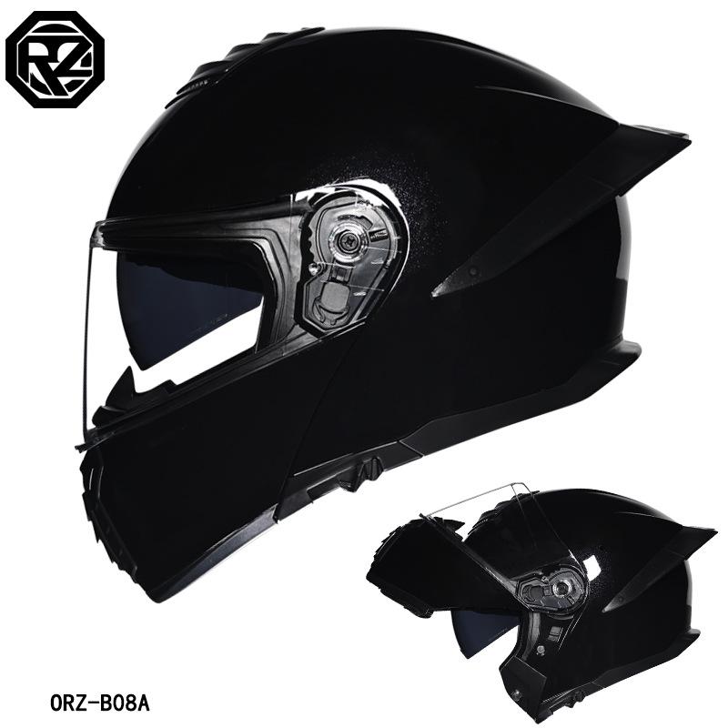 Motorcycle helmet Men's and women's face-off helmet Double mirror Winter tail semi-full cover Four Seasons Blue