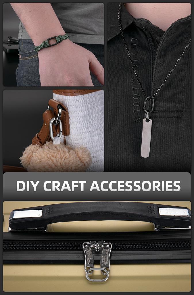 KEEPO LINK Titanium Side Push Keychain Connector, Lightweight, Compact, Quick Release Key Ring for Men, Set of 2, OLO03 (Black, Small)