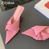 Fashion Eilyken New Summer Design Pleated Women Slipper Thin Low Heel Pointed Toe Ladies Sexy Party Pumps Sandal Shoes Zapatos De Mujer