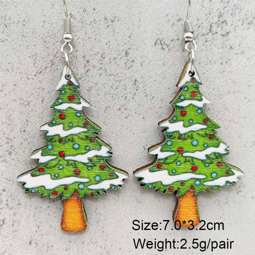 Festive Wooden Earrings: Gingerbread Man, Christmas Tree, Santa Claus, Snowman Prints