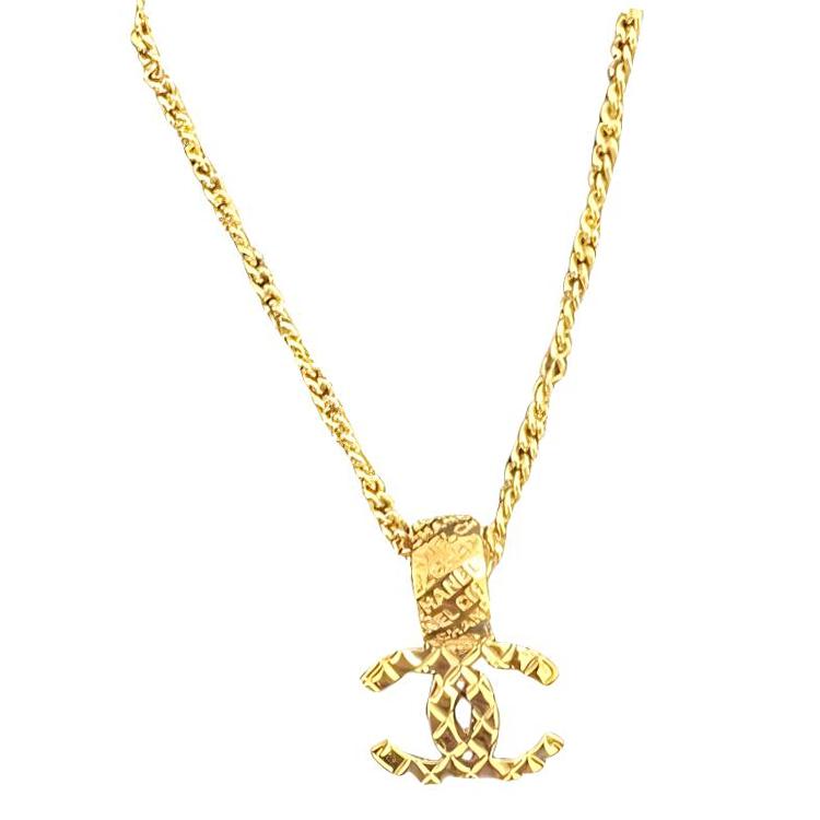 

Chanel 24P Square Double C Pendant Necklace Women necklace Gold ABD015-B16128-NW440 Box+Padding Board