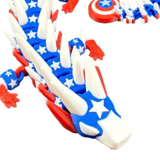 Yousheng 3D Printed Dragon Articulated American Color Dragon Desk Animal Ornament Fidget Toy for Teen Boy Kid Stress Relief