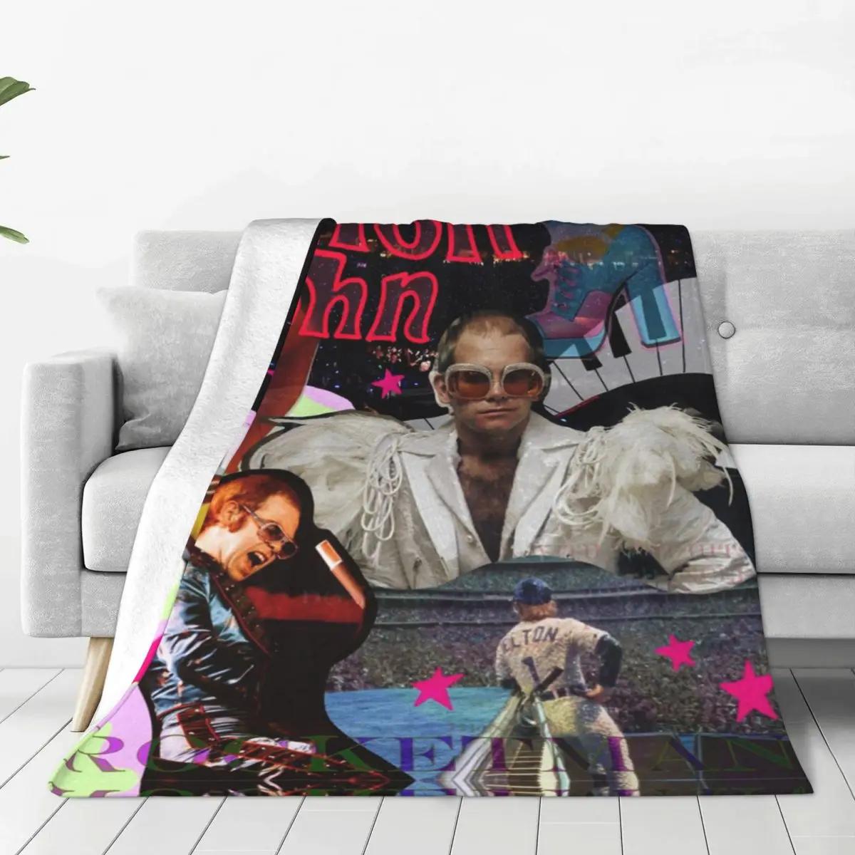 Elton John Flannel Blanket Quality Warm Soft Music Tour Poster Throw Blanket Winter Travelling Couch Bed Funny Bedspread 80x120cm