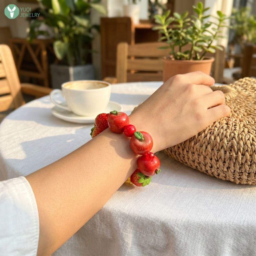 Resin Beads Bracelet Dopamine Summer Bohemian Jewelry Fashion Simulation Fruit Bracelet Girls