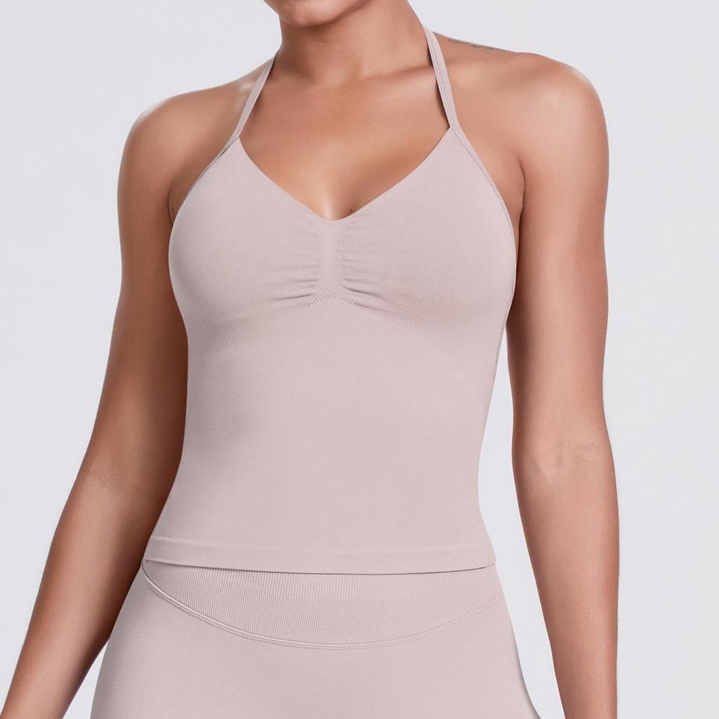 Seamless Solid Color Sexy Back Tank Top for Women - Yoga, Running, Fitness
