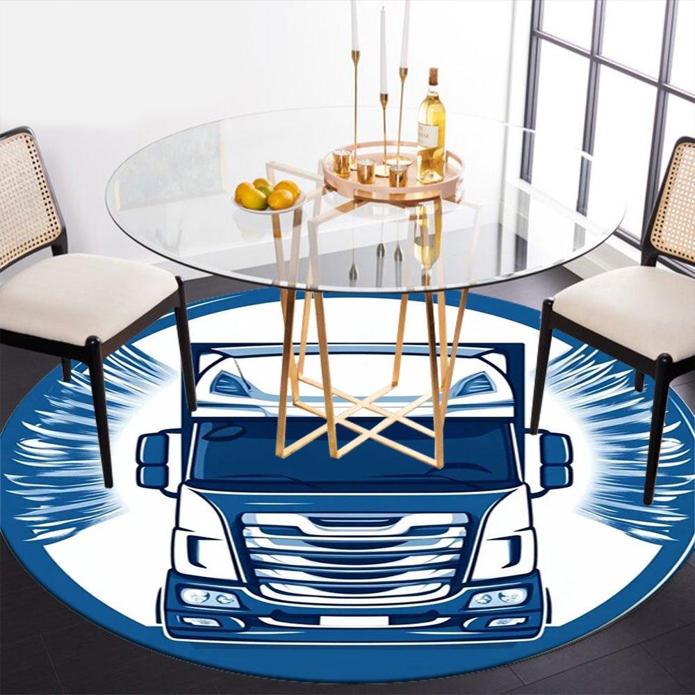 Truck Logo Sticker: Modern Design for Vehicle EnthusiastsRound Non-Slip Chair Mat Chair Carpet for Office Rugs for Office Decor Gift For Valentine's D
