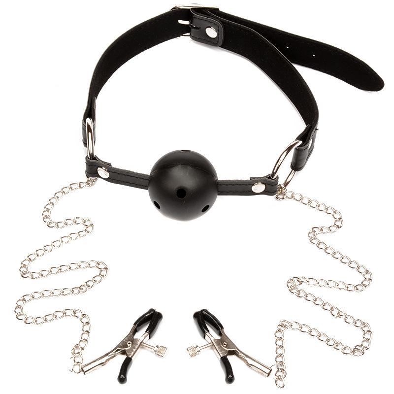 Bdsm Bondage Choker Collar with Nipple Clamp Breast Clip Chain Fetish Slaves Flirt Adult Games Erotic Tools Sex Toys for