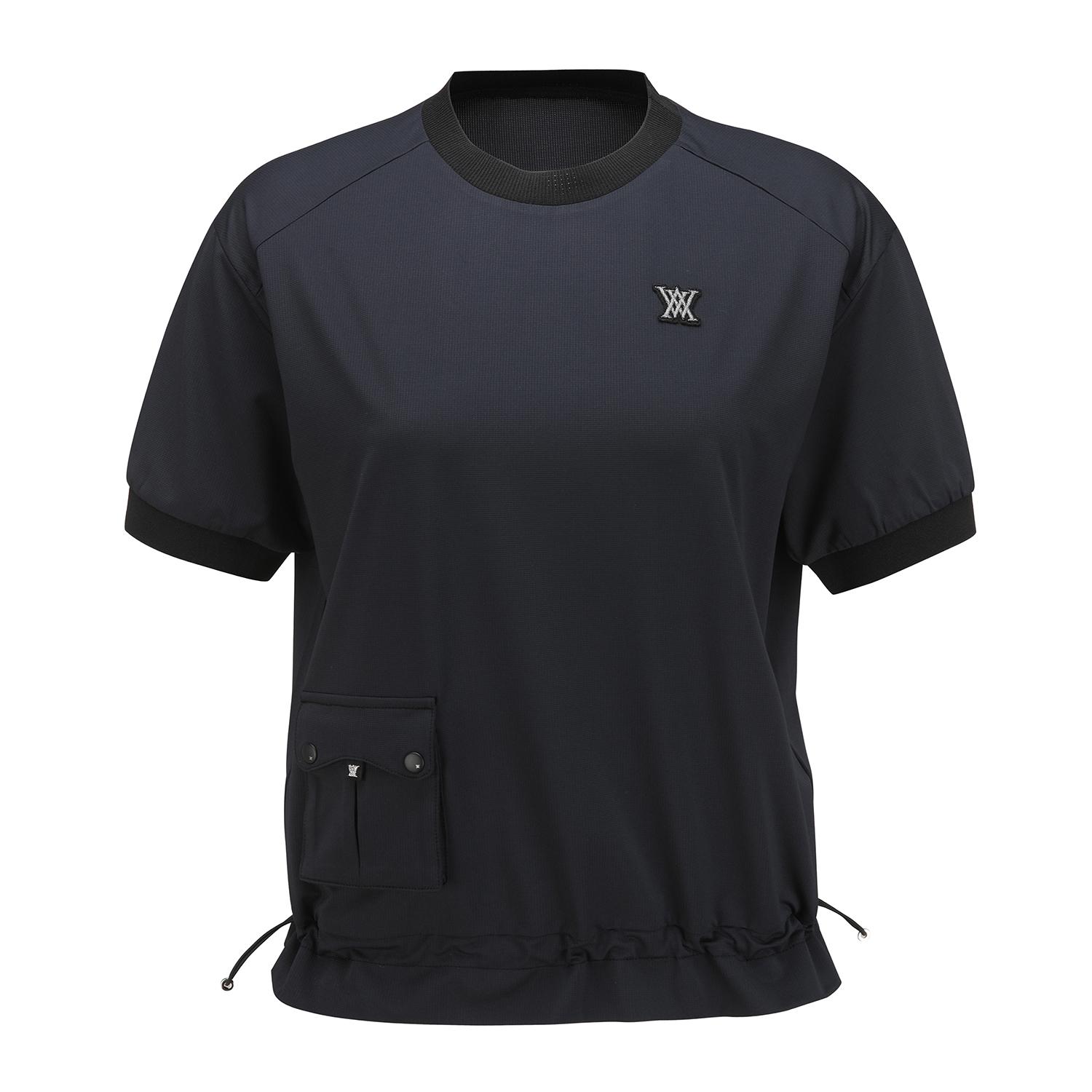 Anew Golf Women Woven Block Mock Neck T-Shirt_Bk Xs