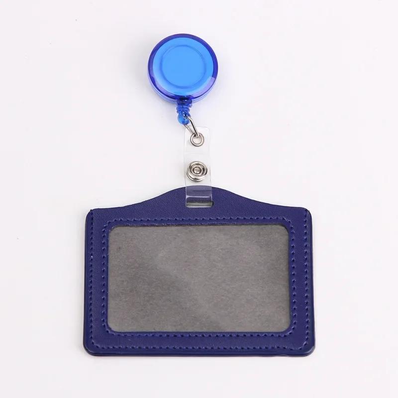 Women Man Bank Credit ID Card Holders Bus Identity Badge Protector Cover Bus Card Covers with Retractable Reel Office Supply