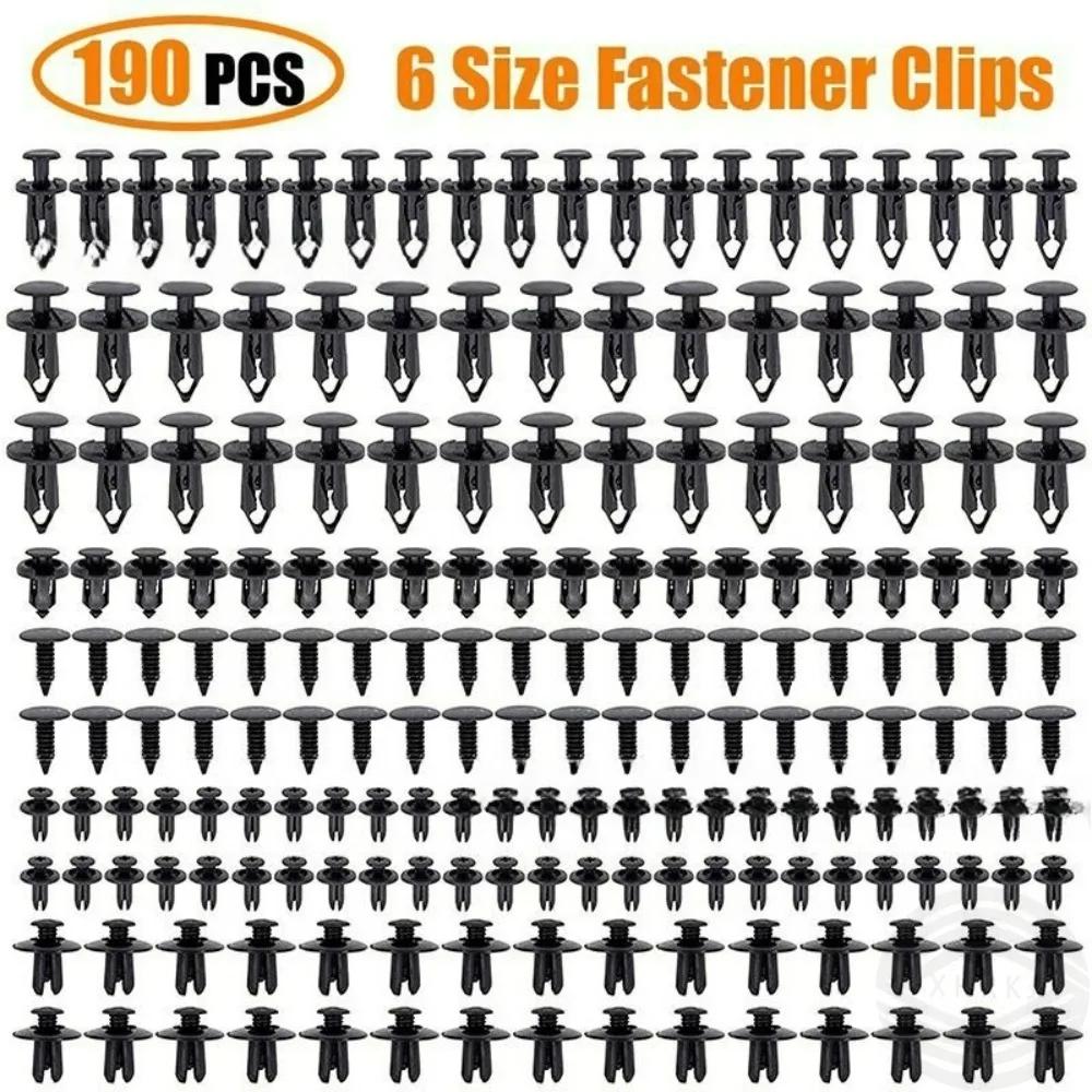 Uiz 6 Sizes of Buckle Universal Fasteners Clip Plastic Rivet Clips Push in Screw Car 190PCS
