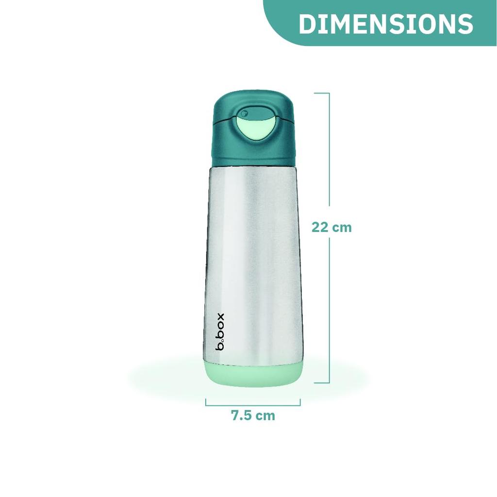 B.box (Beebox) Children's Water Bottle, Spout, Insulated Drink Bottle, 500ml, Keeps Drinks Cold and Hot, One-Push Opening, Dishwasher Safe [b.box Auth
