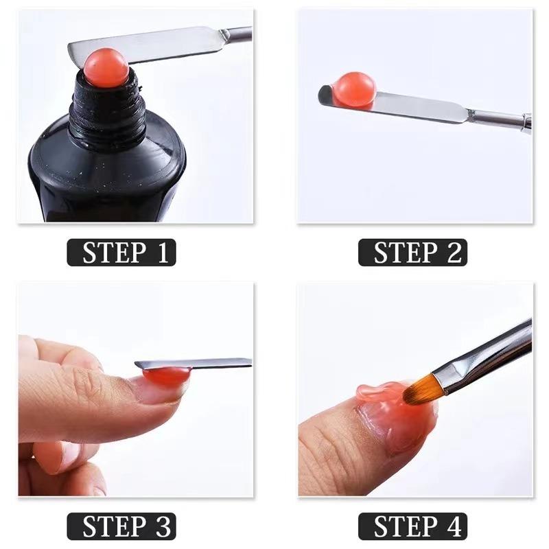 New Dual Ended Poly Nail Gel Brush Picker 2 IN 1 Design Nail Brush and Spatula Stainless Steel Gel for Nails Extension Gel Tool