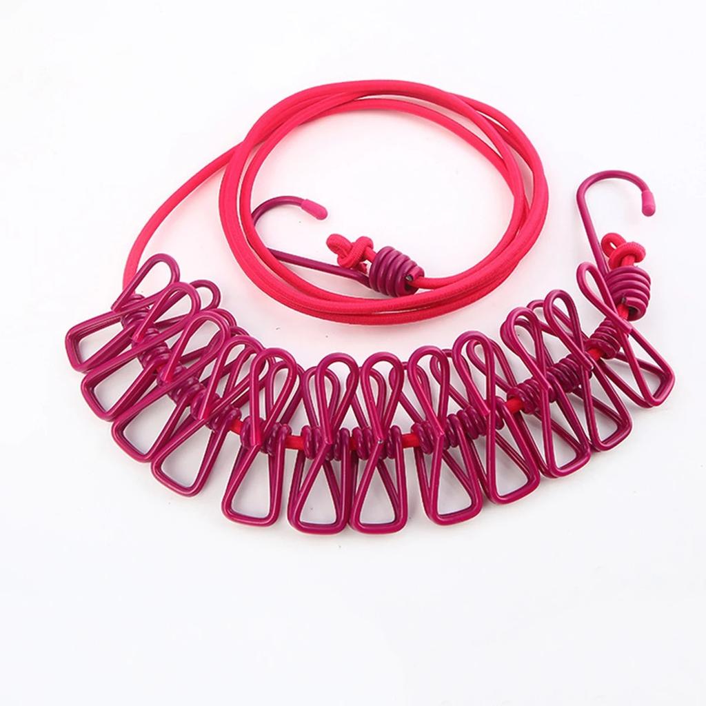 Outdoor Camping Travel Home Colourful 12 Clip Clothesline Self-driving Tour Portable Windproof Non-slip Sun Drying Rope