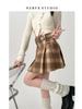 Wool Plaid High Waist Pleated Mini Skirt - Plus Size, Retro Korean Style, Women's Winter Fashion
