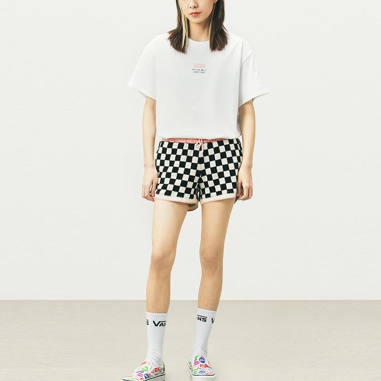 Vans Letter Print American Vintage Crew Neck Short Sleeve T-Shirt Women T-Shirts White VN0A5F1TWHT