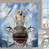 Funny Cute Puppy Animal Pattern Shower Curtain 180x 180cm, Kids Bathroom Decorative Shower Curtain Waterproof