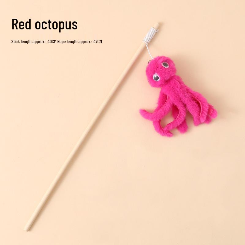 Linen Mouse Cat Teaser Wand with Bell - Boredom Relief Toy for Cats