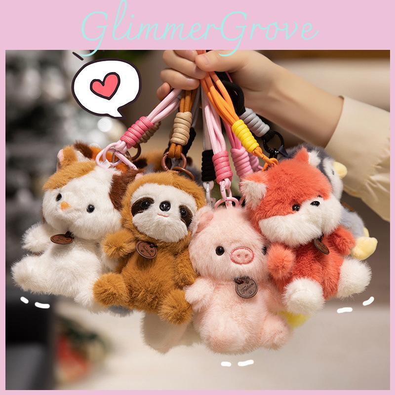 Plush Cute Keychain Pendant With Capybara Penguin Raccoon Panda Design Shaped