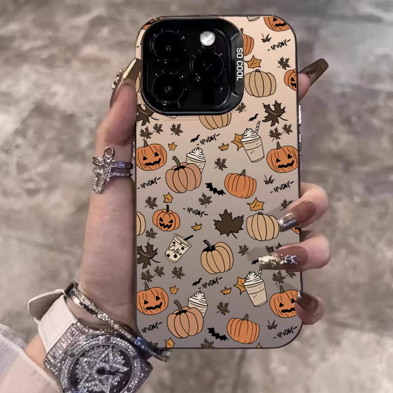 

Halloween Pumpkin Ghost Electroplate Silver Case For Samsung Galaxy S25 Ultra S24 Plus S23 FE S22 S21 A06 A16 A23 A26 A34 Cover S25