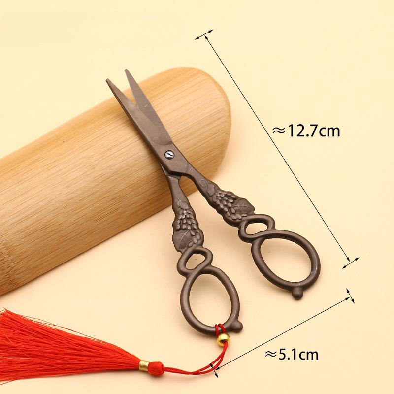 Cross Stitch Embroidery Scissors Classical Style Dragon And Phoenix Crane Tailor Scissors Exquisite Relief Medium And Small Retro Metal Scissors