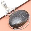 Pendant Black Rutile Gemstone Gift For Her Silver Jewelry 1.75"