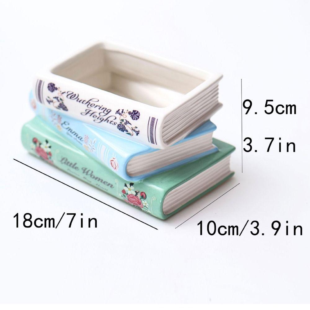 Elegant Ceramic Book Vase Unique Flower Pot Holder Multi-purpose Simulation Succulent vase  Study