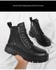 2024 Men's Mid-Cut Height-Enhancing Martin Boots with Soft Side Zipper - British Workwear Style High-Tops