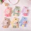 Girls' Cartoon Strawberry Rabbit Flip-Top Gloves - Warm Half-Finger, Autumn/Winter for Kids and Toddlers
