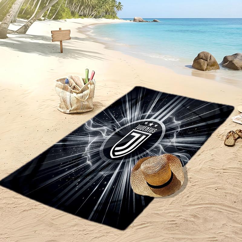 Asciugamano da Spiaggia Stampato Juventus FC Asciugamano Morbido ad Asciugatura Rapida Coperta da Spiaggia Rettangolare Grande Portatile per Viaggi Piscina