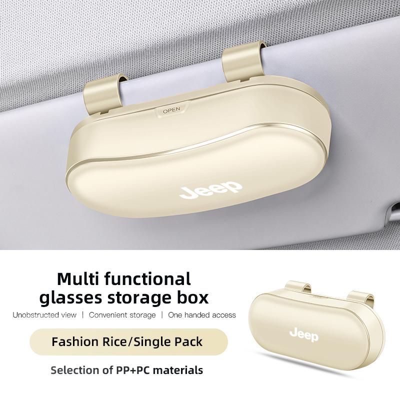 Car Glasses Storage Box Portable Auto Sunglasses Case For Jeep Renegade Wagoneer Avenger Recon Wrangler JK Grand Patriot Decal