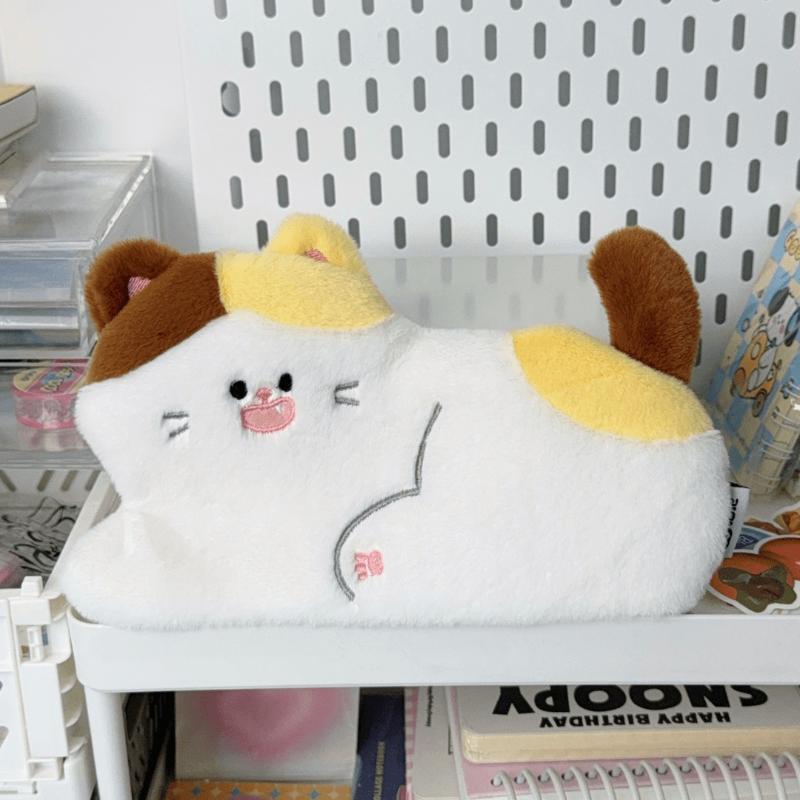 1Pcs Large-Capacity Japanese Style Cat Pen Bag Cute Cat Pen Case Plush Stationery Box For Junior High School Students Girls Gift