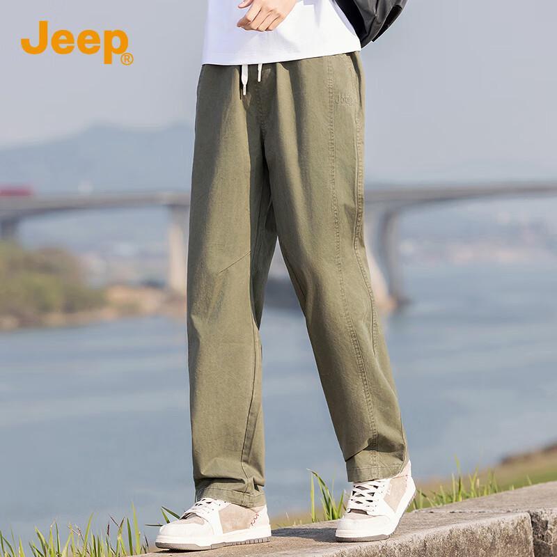 Jeep Men's Lightweight Cotton Straight-Leg Utility Casual Pants