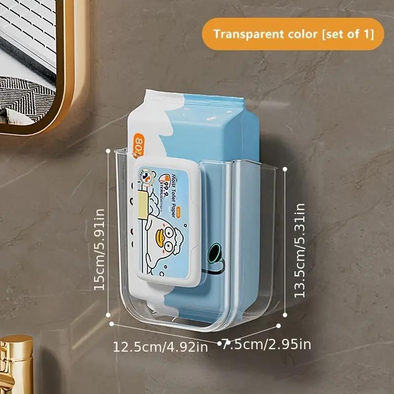 Caixa de Lenços Umedecidos Montada na Parede Caixa de Lenços de Papel Caixa de Armazenamento de Toalhas Faciais Sem Furos Suporte para Lenços Umedecidos de Banheiro Porta-Lenços de Papel
