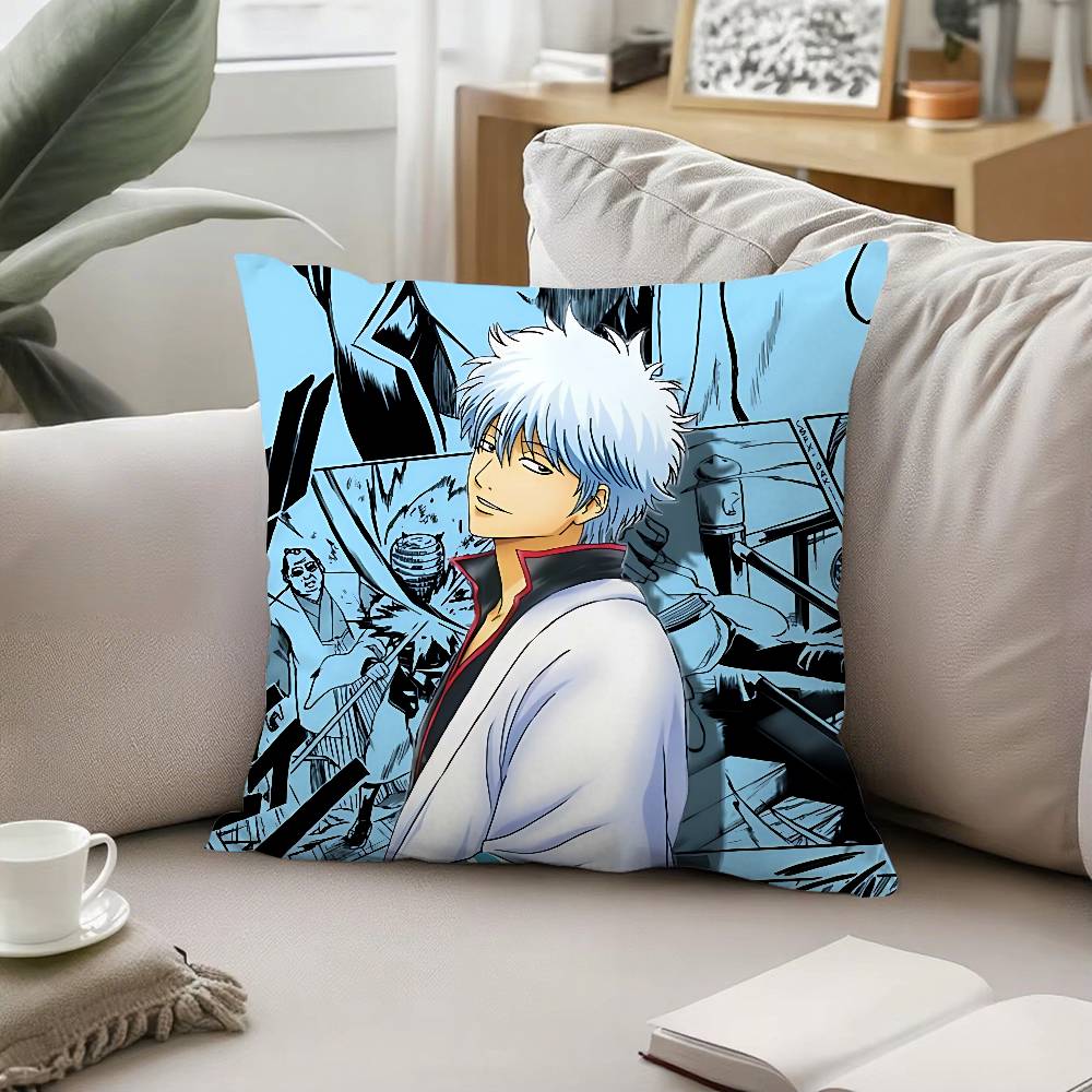 Anime GGintama Pillow Case Sofa And Living Room Decorative Cushion Covers Dustproof And Miteproof Invisible Zipper