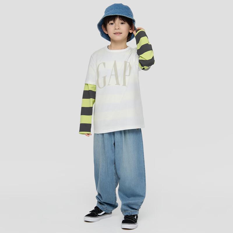 GAP Boys' Embroidered Bear Loose Fit Denim Joggers