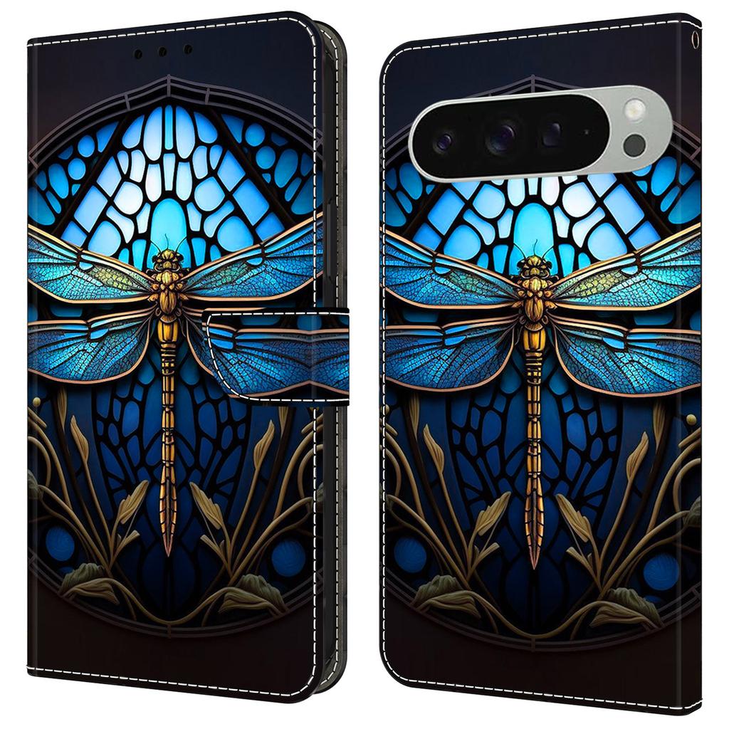 For Google Pixel 9 Pro XL Case Pattern Printed Protective Cover TPU+PU Leather Flip Phone Case