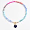 Cross-border Dopamine Natural Stone Bead Necklace, Small Fashion Gradient Heart Pendant Choker Chain for Women