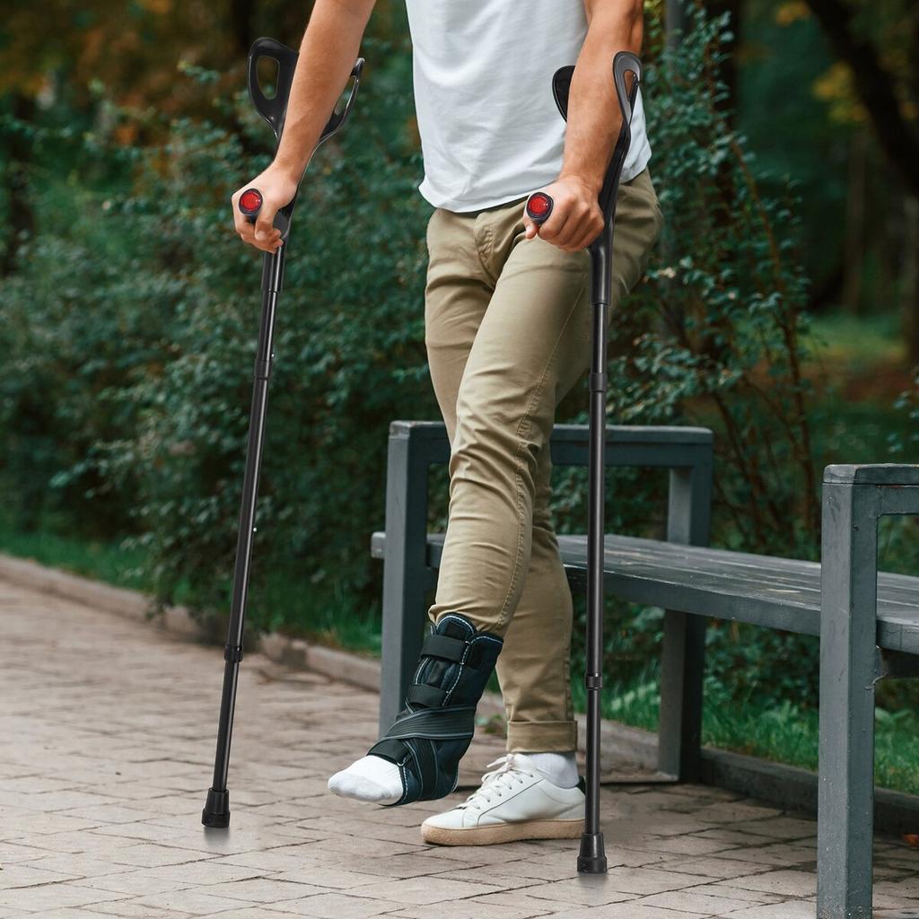 Forearm Crutches 10-Level Height Adjustable Walking Crutches 1 Pair 350LBS