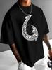 Fish Hook Pattern Pure Cotton Printed Mens And Womens Fashionable Loose Short Sleeved New Personalized Casual Tshirt