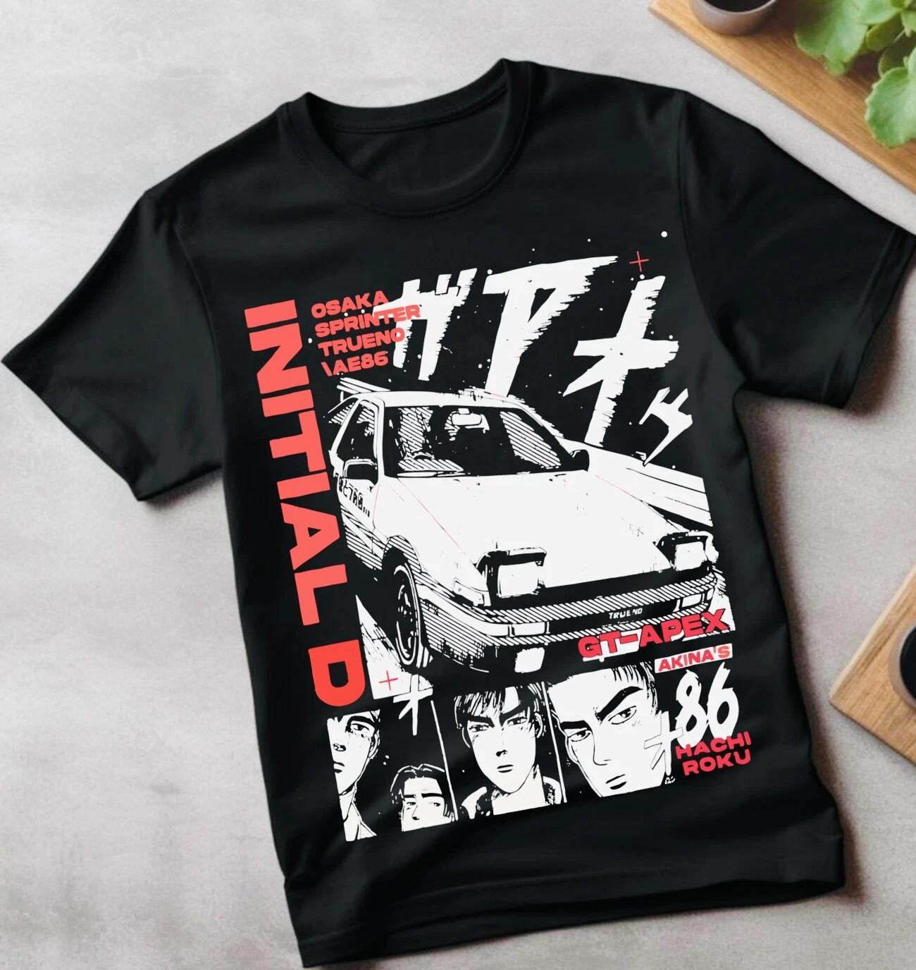 Initial D Футболка Ицуки Фудзивара Аниме Манга Фильм Мужская и Женская Рубашка Летняя Хлопковая Удобная Свободная Верх 4XL