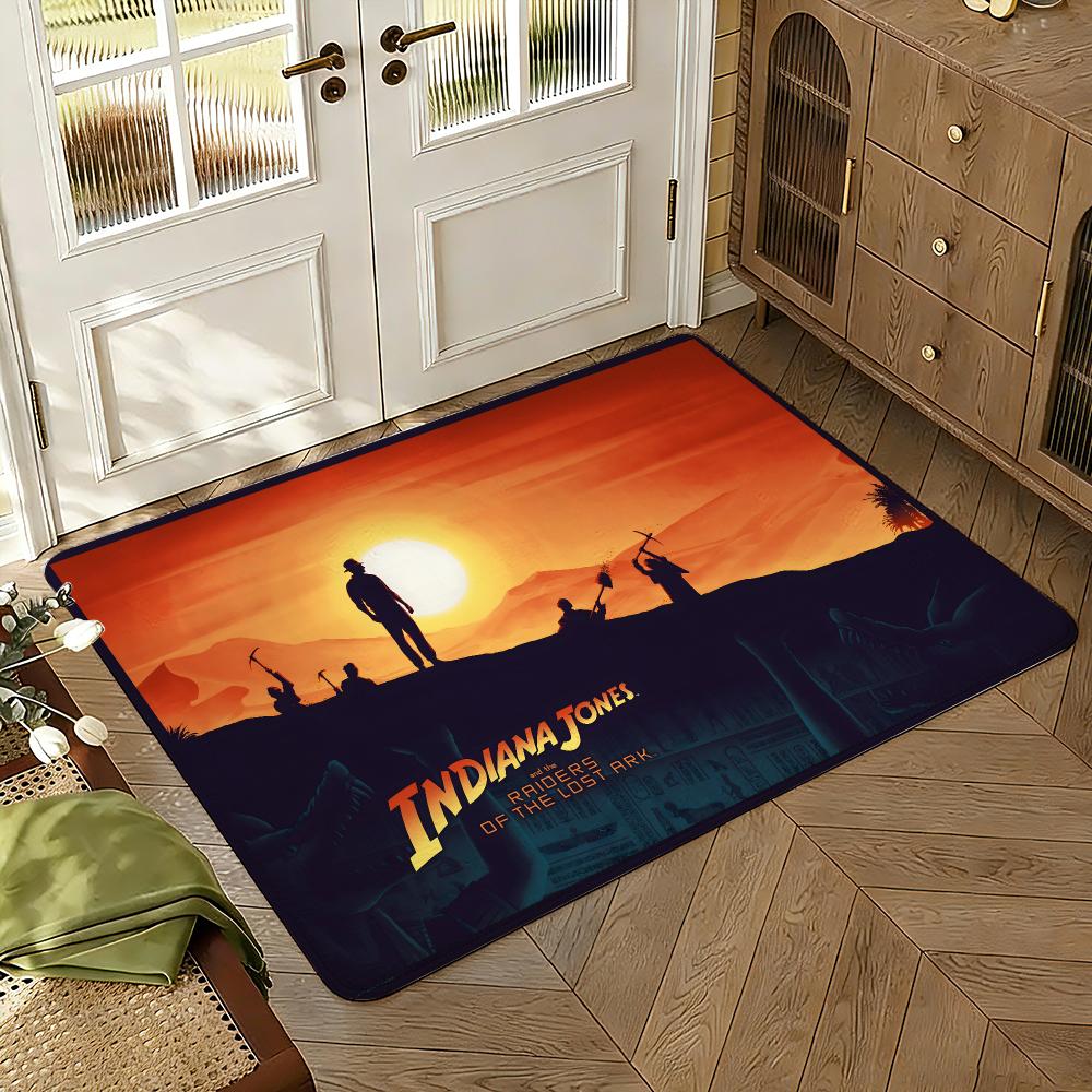 Indiana-Joness Adventure Movie Floor Mat Soft Thickened Absorbent Non-Slip Bedroom Living Room Door Mat Home Decor Flannel Rugs