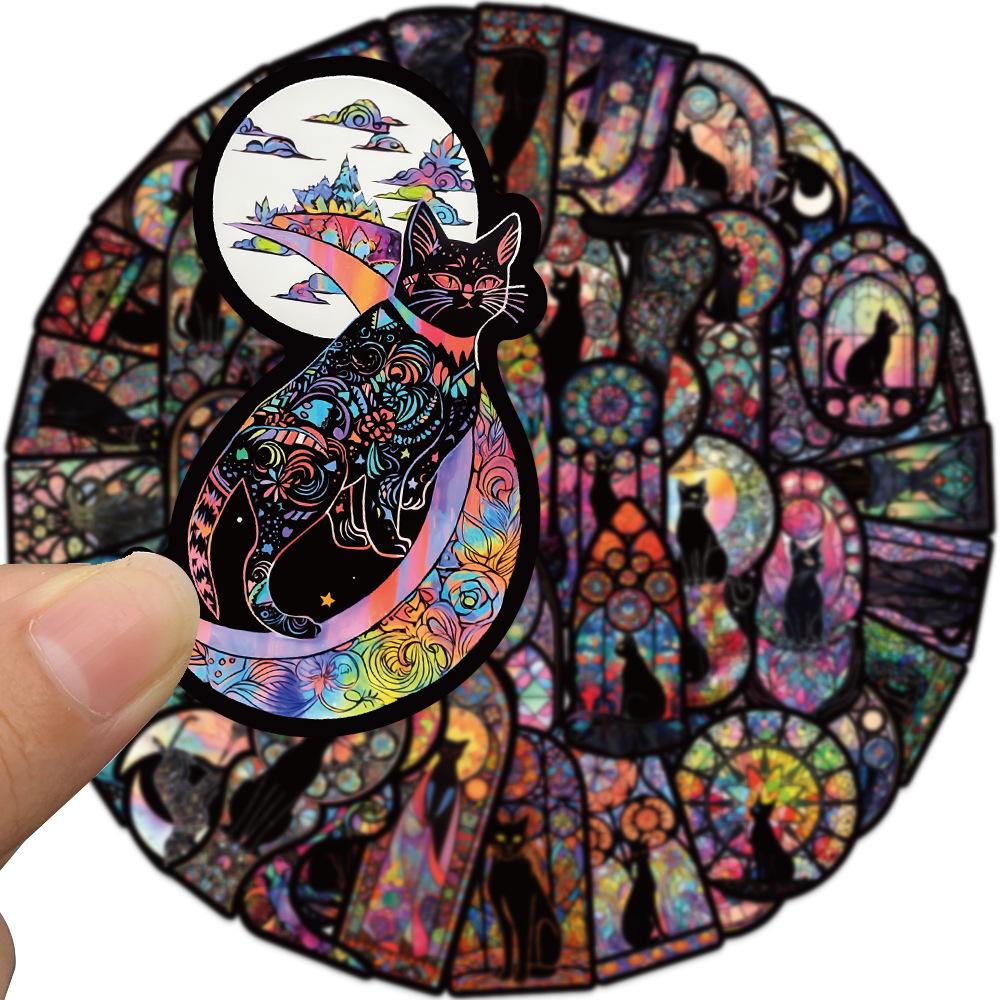 50 BUC Autocolante Gotice Negru Închis Pisică Lună Cool Halloween Tarot Decalcomanii Goth DIY Album Foto Sticlă Telefon Bagaj Mașină Autocolant